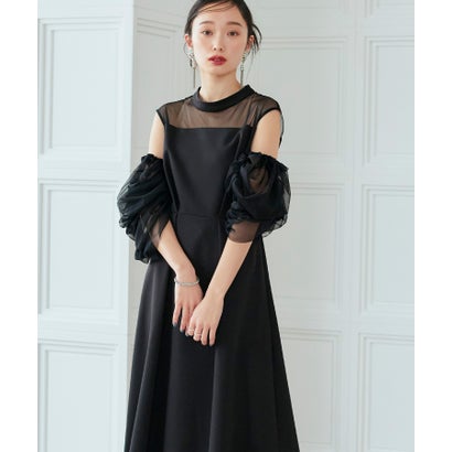 ルイルエブティック RUIRUE BOUTIQUE ギャザーシアースリーブフレアドレス[付け袖] （ブラック）