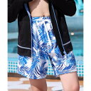 テディショップ Teddyshop キッズ水着 男女兼用サーフパンツ【返品不可商品】 (ホワイト×パームリーフ)