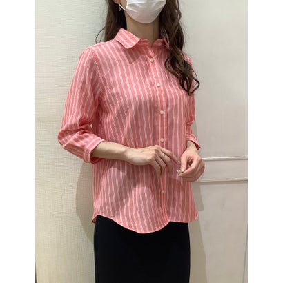 トーキョーシャツ TOKYO SHIRTS 【Pitta Re:)】 Wガーゼ レギュラー衿 綿100% 七分袖シャツ (ピンクオレンジ)