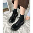ミニミニストア miniministore 厚底ローファー レースアップ 美脚くつ (ブラック)