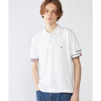 トミー ヒルフィガー TOMMY HILFIGER AK FLAG CUFF SLIM POLO （ホワイト）