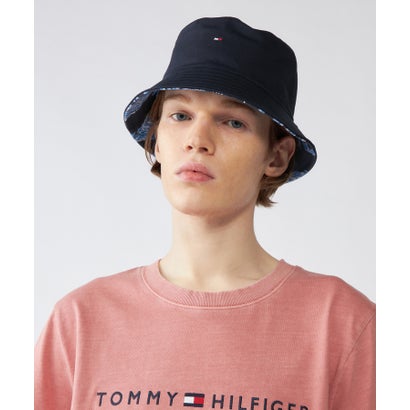 トミー ヒルフィガー TOMMY HILFIGER フラッグソフトプリントリバーシブルバケットハット （ネイビー）