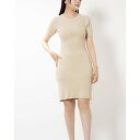 リナシメント RINASCIMENTO バックオープンハーフスリーブリブニットワンピース (Beige Chiaro)