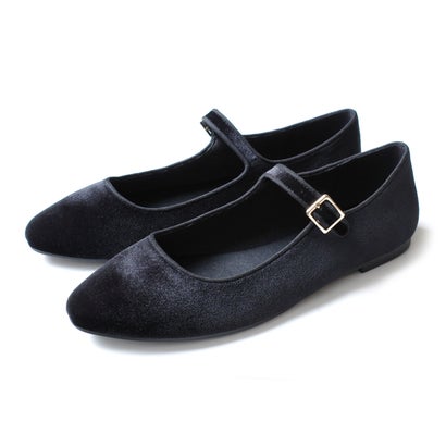 [アミアミ] メリージェーンパンプス バレエシューズ ローヒールパンプス ぺたんこ シューズ フラット ベロア パンプス 靴 レディース FX2027 （ブラック）のサムネイル