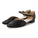 【本革 / 日本製】 バークレー BARCLAY ポンテッドトゥ ネックストラップ セパレートスタイル カッターパンプス (BLK)