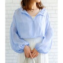アクアガレージ aquagarage シアーギャザーショート丈ブルゾン 春 夏 秋 (ブルー)