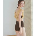 ティティベイト titivate チェックシアートップス×ハイウエストショーツ/セット水着【返品不可商品】 (イエロー/ブラウン)(4)
