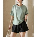 エンジェル ルナ Angel Luna 【タンキニ水着4点セット】レディース 体型カバー Tシャツ ラッシュガード 袖 セパレート ビキニ トップス Vカットネック ショートパンツ UPF50+ (グリーン)