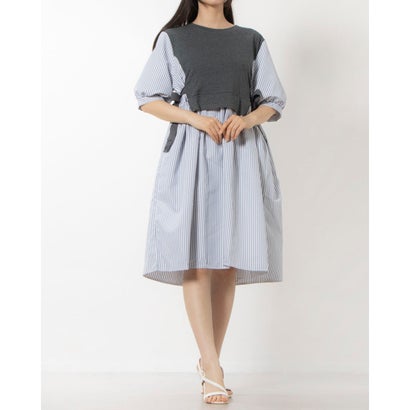 コケットコレクション COKETT COLLECTION 重ね着風ワンピース (チャコールグレー)