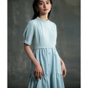 ドレスプラス DRESS+ 2素材ドッキングワンピース 半袖 ロング丈 (ミント)