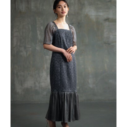 ドレスプラス DRESS+ パーティードレス 2素材ドッキングワンピース (チャコールグレー) ドレスプラス DRESS+ パーティードレス 2素材ドッキングワンピース (チャコールグレー)