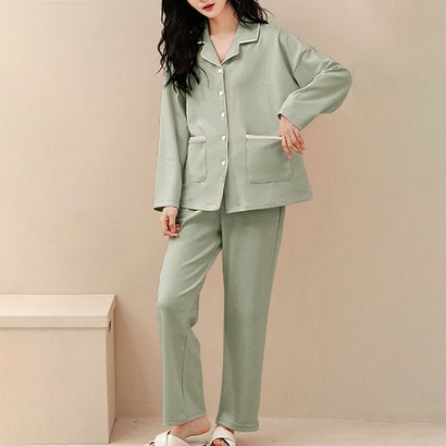 アミュレット Amulet バイカラールームウェアセット レディース 10代 20代 30代 韓国ファッション カジュアル かわいい 長袖 部屋着 パジャマ ウ...