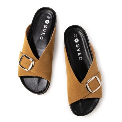 シュベック SVEC バックルフラットサンダル （ベージュスエード）