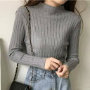 リリーオブバリー Lily of Valley もっちり モックネック リブ ニット トップス 無地 カジュアル 上品 長袖 ハイネック (GR)(4)