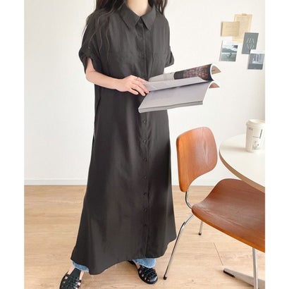 クラシカルエルフ Classical Elf 機能性×こなれ大人カジュアル。エアリータッチシャツワンピース （チャコール）