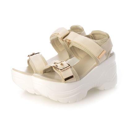 ラスドット lus. ダブルベルト厚底スポーツサンダル （アイボリー）