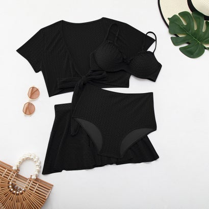 エンジェル ルナ Angel Luna 【ビキニ水着4点セット】レディース 体型カバー 袖 アウター リボン セパ..