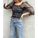スパイラルガール SPIRALGIRL レオパード柄シャーリングチュールトップス (ブラック系)