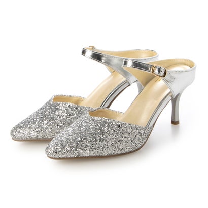 ラスドット lus. 異素材コンビミュールサンダル （シルバーグリッター）