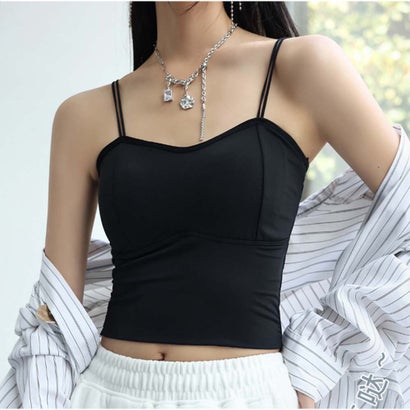 アンドカワイイ And Kawaii キャミソール クロップドブラトップ ショート丈 レディース （ブラック）