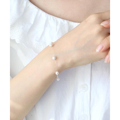 スリーフォータイム Three Four Time クリアワイヤーパールブレスレット (オフホワイト)