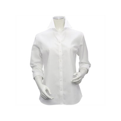 トーキョーシャツ TOKYO SHIRTS  スキッパー衿 綿100% 七分袖 レディースシャツ （ホワイト）
