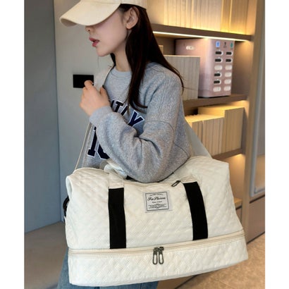 ミニミニストア miniministore キルティング トラベルバッグ 大容量旅行 (アイボリー)