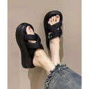 ミニミニストア miniministore 厚底 ミュールサンダル クロスベルト 夏 (ブラック)