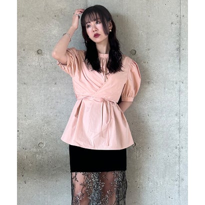 ミエット miette カシュクールパフスリーブブラウス (ピンク) ミエット miette カシュクールパフスリーブブラウス (ピンク)