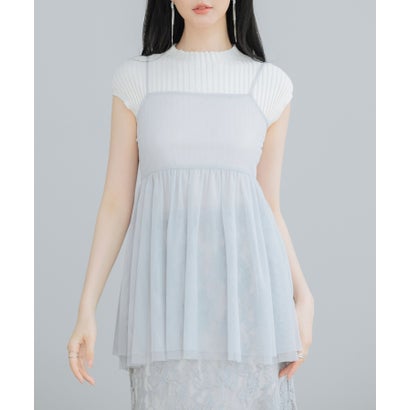 セゾンドパピヨン SAISON DE PAPILLON バックリボンチュールキャミビスチェ （ライトグレー）