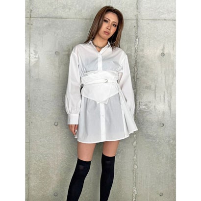 エゴイスト EGOIST コルセットベルトシャツワンピース (WHITE) エゴイスト EGOIST コルセットベルトシャツワンピース (WHITE)