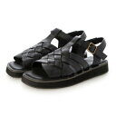 ホッコ HOCCO 編み込みベルト レザーフラットサンダル (BLK)(4)