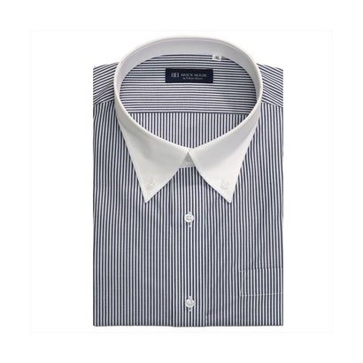 トーキョーシャツ TOKYO SHIRTS 【大きいサイズ】 形態安定 ボタンダウンカラー 半袖ワイシャツ (ネイビー)