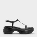 Tバー カーブプラットフォームスポーツサンダル (Black)