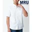エムアールユー MRU 別注 オックス 無地 切替 半袖 レギュラーカラーシャツ (ホワイト)