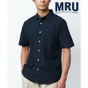 エムアールユー MRU 別注 オックス 無地 切替 半袖 レギュラーカラーシャツ (ネイビー)