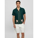 ゲス GUESS ECO Embroidered Island Linen Shirt (G8J3) 半袖 シャツ メンズ