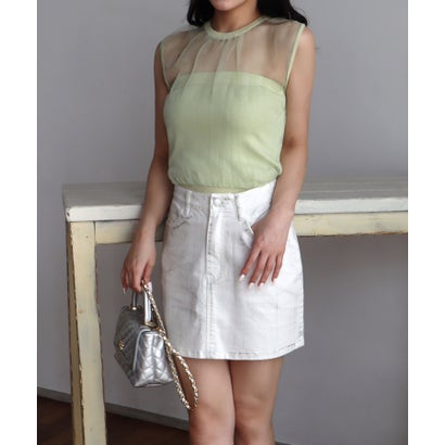 ロイヤルパーティー ROYAL PARTY シアーレイヤードニットトップス （グリーン）