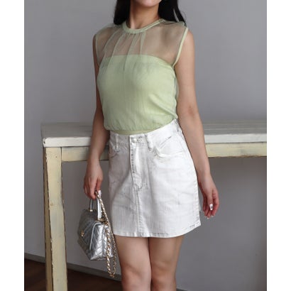 ロイヤルパーティー ROYAL PARTY シアーレイヤードニットトップス （グリーン）