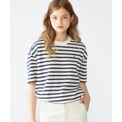 トミー ヒルフィガー TOMMY HILFIGER モダンレギュラーボーダークルーネックTシャツ (マルチ)