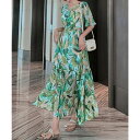 花柄ワンピース5分袖ティアードワンピース