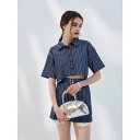 エイミーイストワール eimy istoire プリーツショートロンパース (NAVY)
