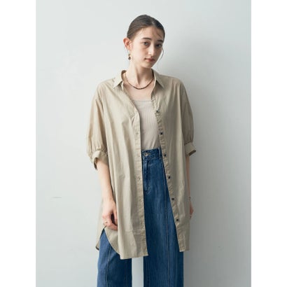 イェッカ ヴェッカ YECCA VECCA ・ペーパータッチバックスリットロングシャツ (ベージュ) イェッカ ヴェッカ YECCA VECCA ・ペーパータッチバックスリットロングシャツ (ベージュ)