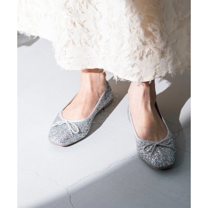 メヌエ Menue メヌエ Menue ふわカル スクエアトゥバレエシューズ （4143シルバーグリッターCL）