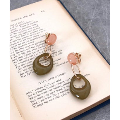 スリーフォータイム Three Four Time バイカラーリングイヤリング （カーキ）