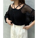 アルシーヴ archives メッシュニットカーデ カップ付キャミSET (BLK)