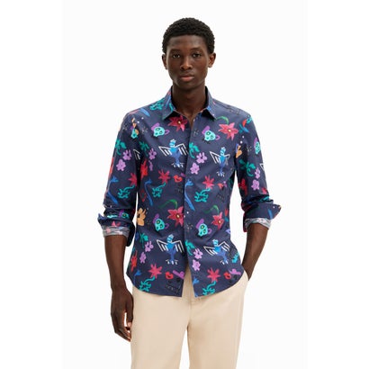 デシグアル Desigual NUEVAJERSEY シャツロングスリーブ (ブルー)