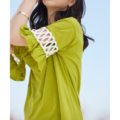 ラナン RANAN 袖レース切替チュニックワンピース(レギュ (ピスタチオ(レギュラ)