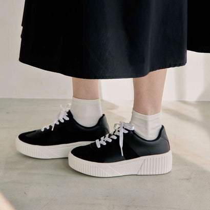 ラシックドット Rachic. 厚底ウェッジソールミックススニーカー （ブラック）