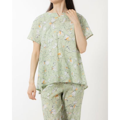 リラフェス リラFes 綿100%クレープ吸水速乾 キーネックワイドTシャツ (ミントグリーン)